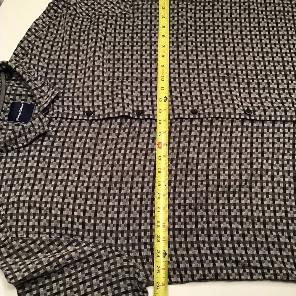 TB Silk Textured Cotton Short Sleeve‎ Plaid Check Shirt Button Down